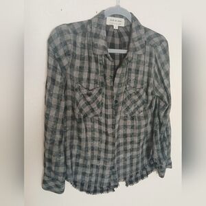 Cloth And Stone Green Plaid Button-Up Shirt